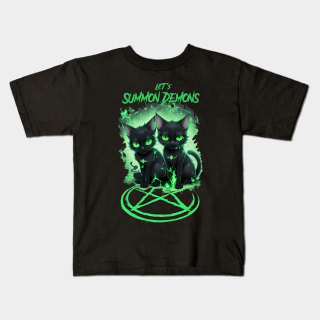 Let's Summon Demons - Evil Black Cats Edition Kids T-Shirt by SergioCoelho_Arts